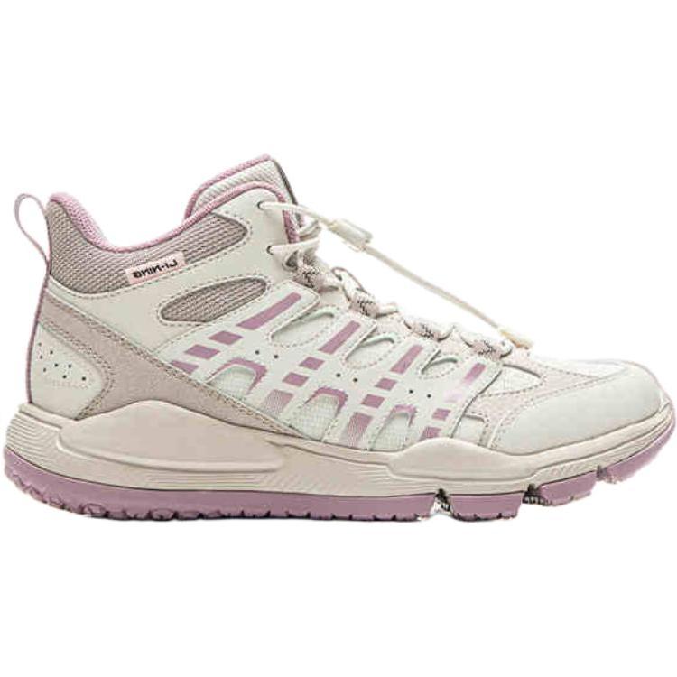 Li Ning Kids Outdoor Synthetic Leather Comfortable Wear-Resistant Shock-Absorbing Low-Top Outdoor Shoes Kids Shoes White Purple YKEU008-14