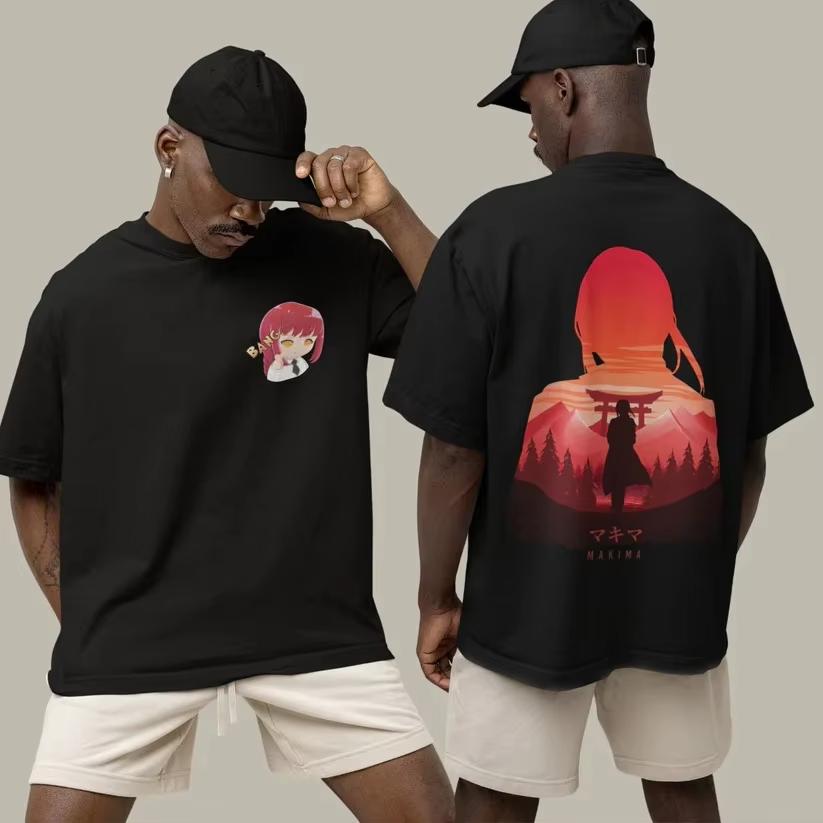 Chainsaw Man Anime Printed Cotton Tshirt for Men and Women Harajuku Trend Fashion Oversized Anime Peripheral Clothing Tshirt