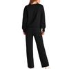 European-Americana Knit Women's Two-Piece: Long-Sleeve Top & Wide-Leg Pocketed Sweatpants