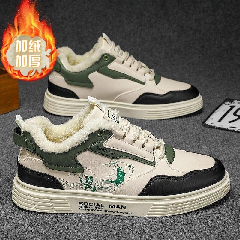 

CYYTL Зимняя обувь Мужские кроссовки Теплый мех Снег Повседневная Скейтборд Кожаная платформа Спорт Бег Модельер Роскошный теннис