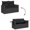 Vidaxl Garden Sofa With Cushions, 2-Seater, Black, Poly Rattan