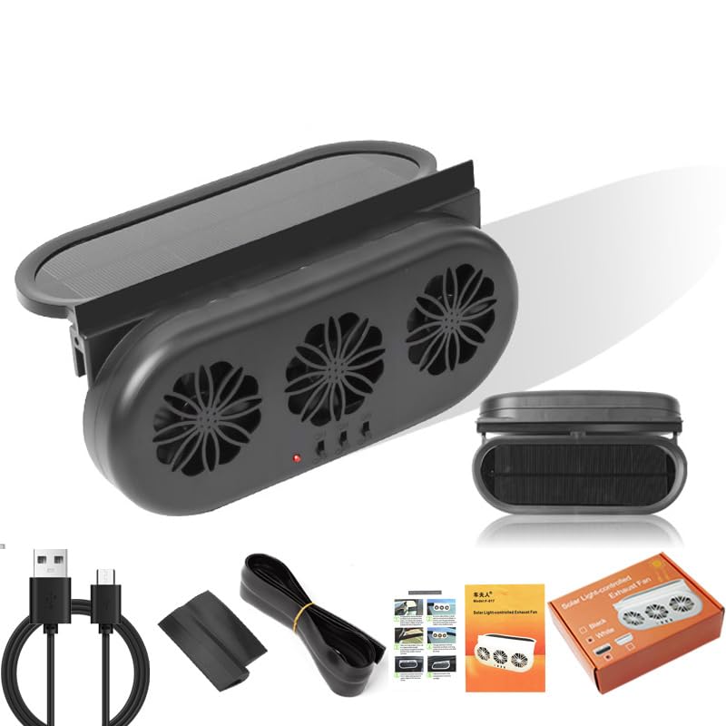 Car Ventilation Fan, Solar & USB Powered, Car Fan, Car Ventilation, Hot Air Exhaust,