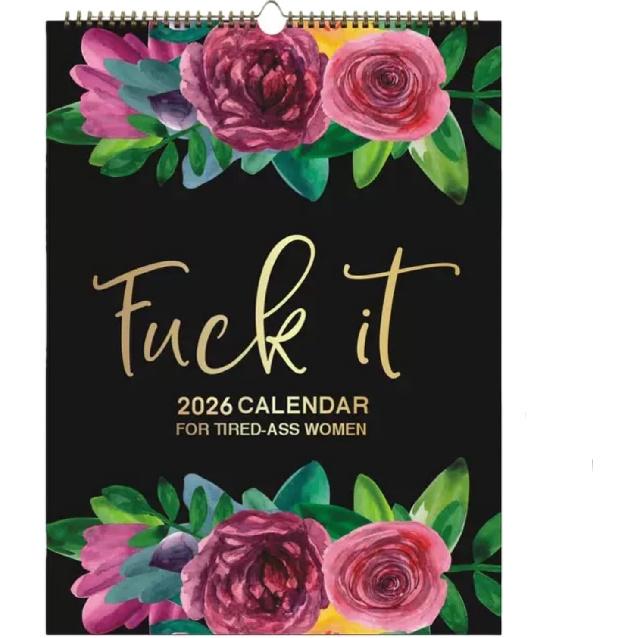 2026 Fu-ck It Calendar For Tired-Ass Women New Time Planning With Coil Wall Calendar Paper Hanging Calendar Indoor New Year's Gifts (BLACK A)
