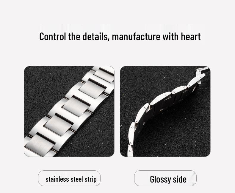 Stainless Steel Replacement Strap for Cartier Ballon Bleu - Men's & Women's Convex Mouth Watch Bracelet
