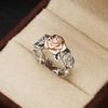 WOSIKATE   CopperWith 14K Rose Gold Plated Flower Ring For Women Fashion Jewellery Vintage Separate Colours Ring
