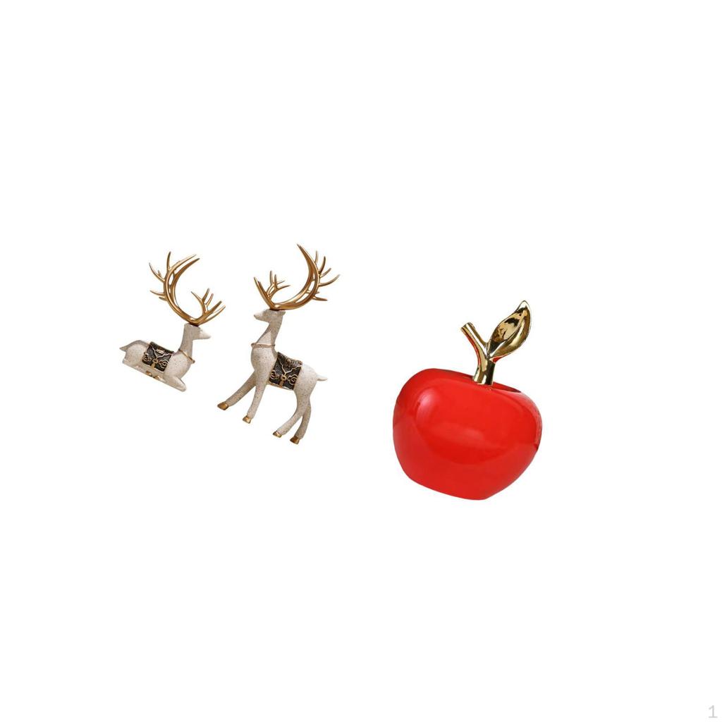 Elegant Reindeer And Figurine Set for Home Office Decor Unique Deer Fruit Sculpture Ornaments