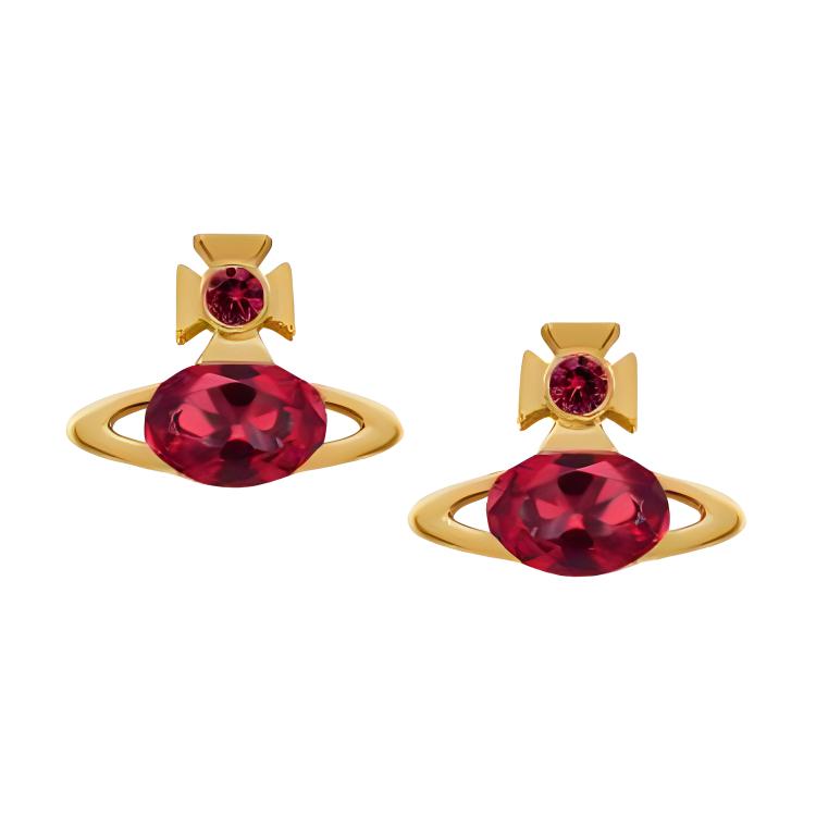 

Vivienne Westwood Allie Saturn Sphere Design Imitation Crystal Earrings Women Earrings Gold Red 6201034P-02R425 Basic Packaging-Dust Bag+Box