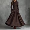 French Retro Faux Suede Lace Trim Patchwork Long Dress (2025 Edition)