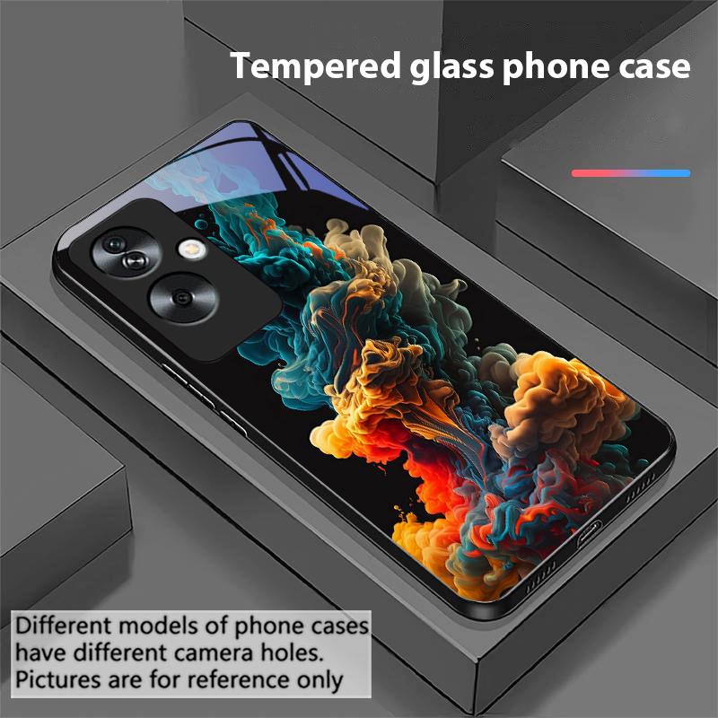 

Цветные Чехлы для Oppo A79 5G 58 78 74 60 4G Reno 11F Realme GT 6 11 Note 50 10 C55 X2 Закаленное Стекло Черный Чехол для Телефона For Oppo A79 5G