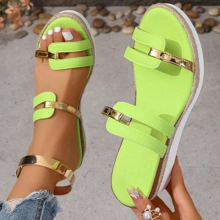New Large-size Women's Cool Slippers Color Matching Wedge Shoes Women's Thick-soled Cool Slippers