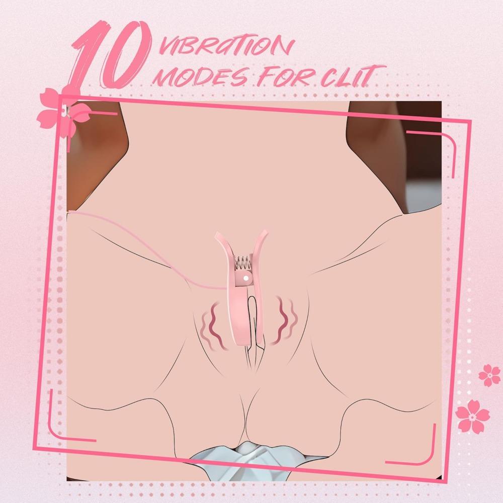 Vibrating Nipple Clamps for Women - Sex Toy with 10 Modes, Remote Control Clit Clamp & Pleasure Vibrator for Couples Adult Female