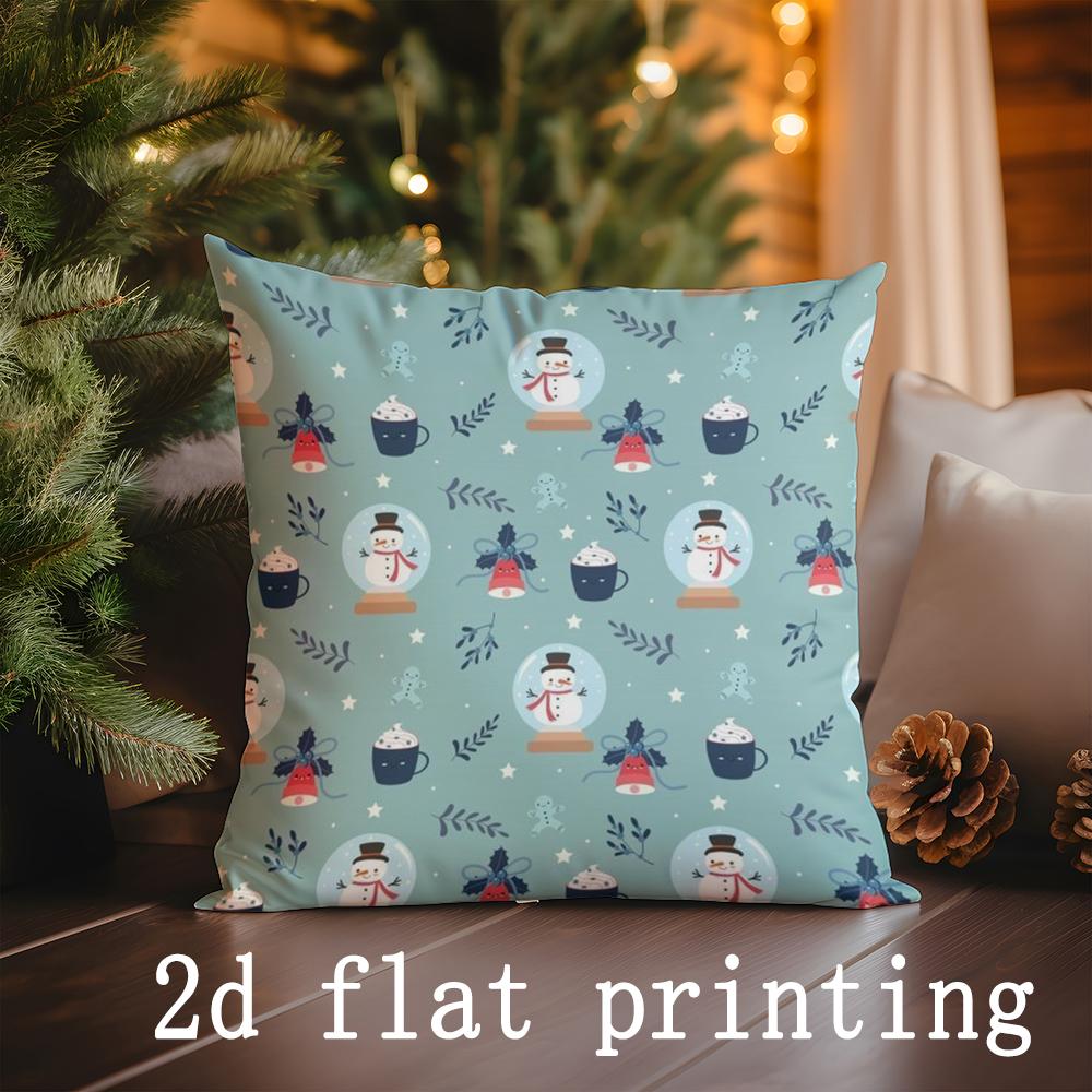 Home Decor Christmas Snowman Pattern Pillowcases Suitable For Sofa Bedroom Car Pillow Cover Cushion Rectangular Back Cushion