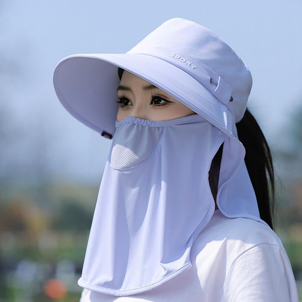 Wide Brim Face Mask Hat Breathable Outdoor Sun Cap Fashion Women Sun Hat  Climbing