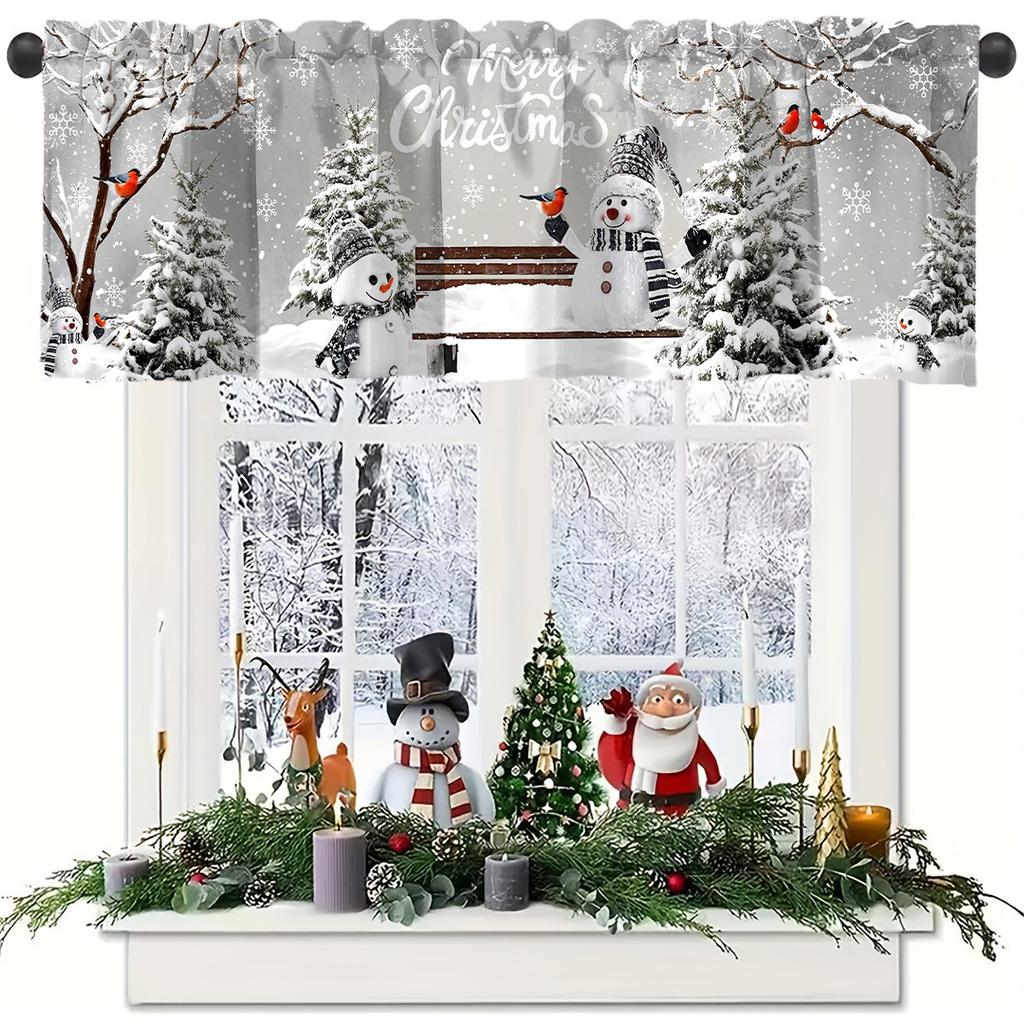 Christmas Short Curtains Valances Christmas Decorations for Home 2026 Xmas Ornaments Windows Treatments for Kitchen Bathroom