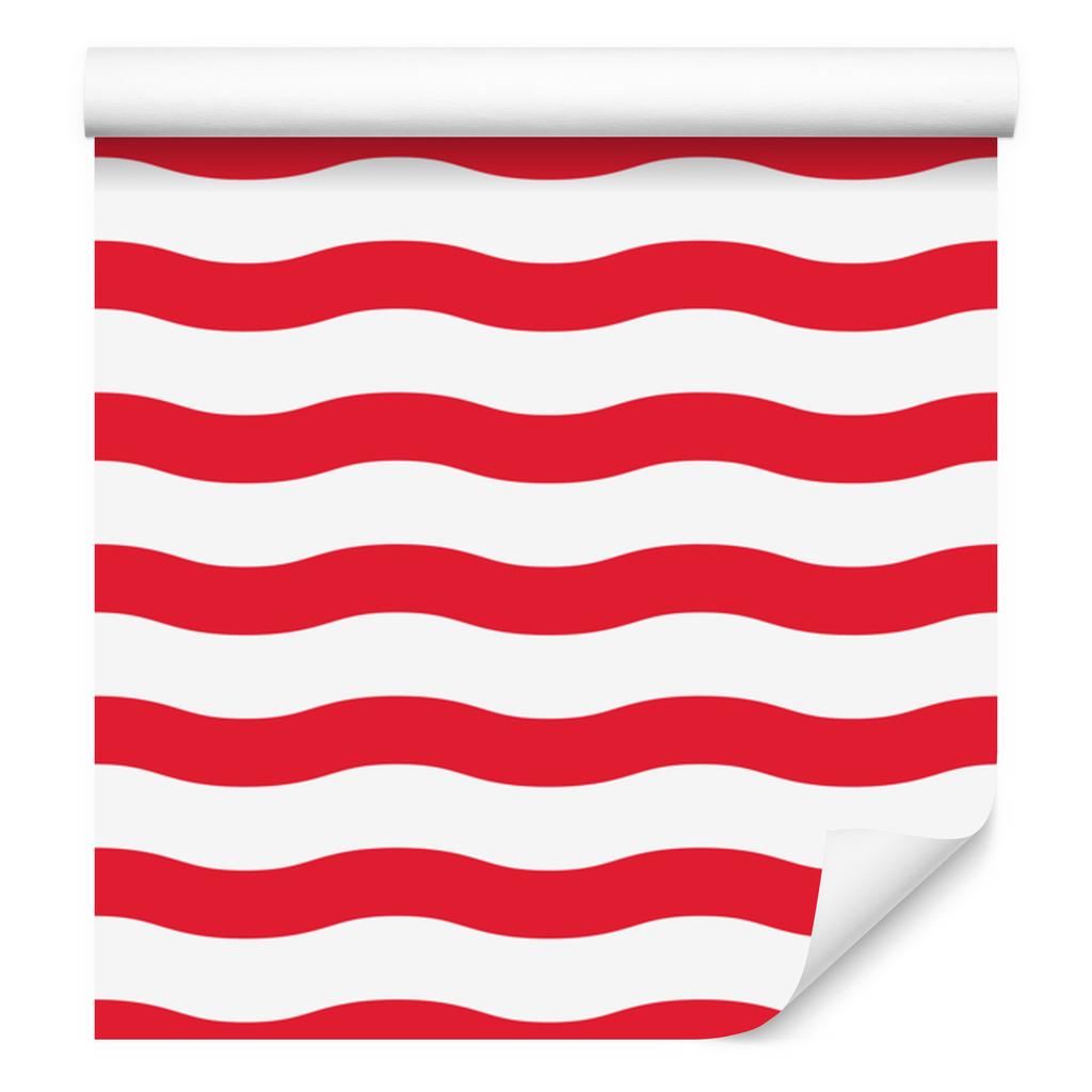 Striped Wallpaper White, Red and Coral for Living Room and Bedroom 50x1000