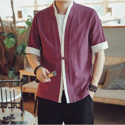 חולצת Hanfu שמלת גברים יפני קימונו חלוק Haori חולצה בסגנון סיני מנוף רקום חליפת טאנג מעיל קרדיגן מזדמן Streetwear