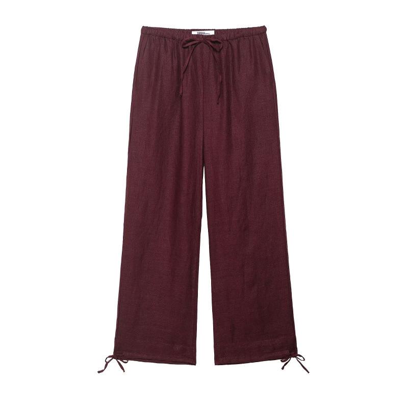 

European & American Women s Fashion: Casual Linen Suit Jacket + Lantern Pants Set Extra Small
