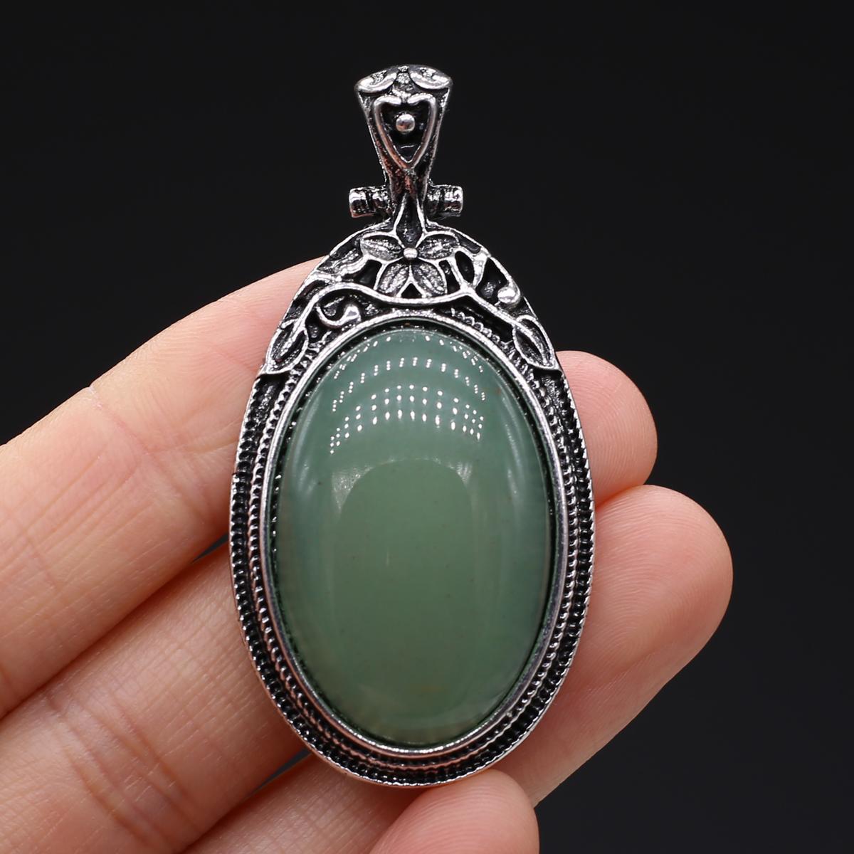 

Подвеска из натурального камня в винтажном стиле, ожерелье, модные украшения, овальная форма, колье из сплава, розовый кварц, опал, малайзийский нефрит, идеи подарков, подарки для влюбленных 28x55mm