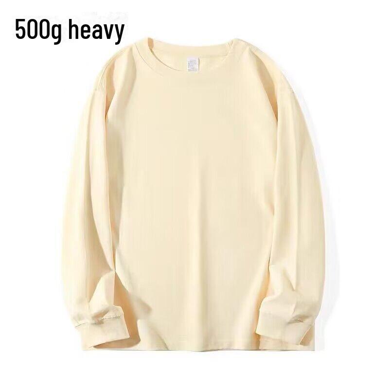 Schweres 500g Langarm-T-Shirt aus reiner Baumwolle für Herren, Braun – Perfekt für Paare im Frühling und Herbst