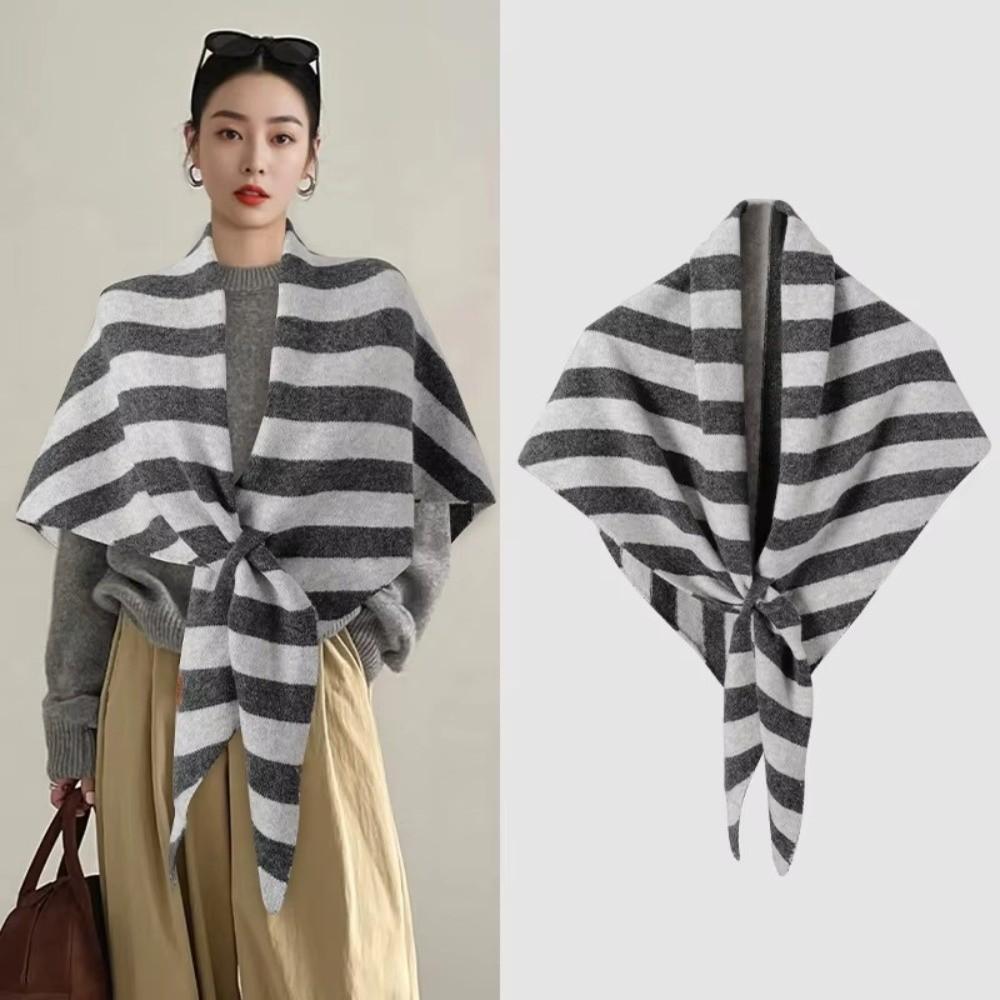 Striped Print Women Shawl Big Triangle Scarf Comfortable Scarf Fashion Accessory