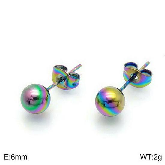 European & American Titanium Steel Round Bead Women's Stud Earrings - Simple Street Style Accessories