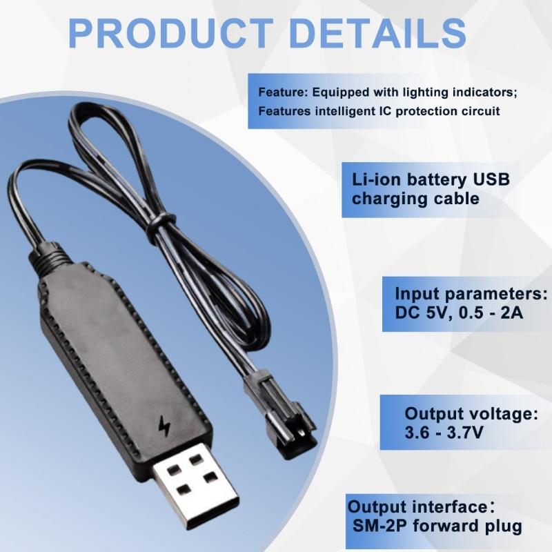SM2.0 2P Stecker 3,7V USB Intelligentestes IC Ladekabel mit LED-Anzeige für Li-Ionen- und Lipoes-Akkus