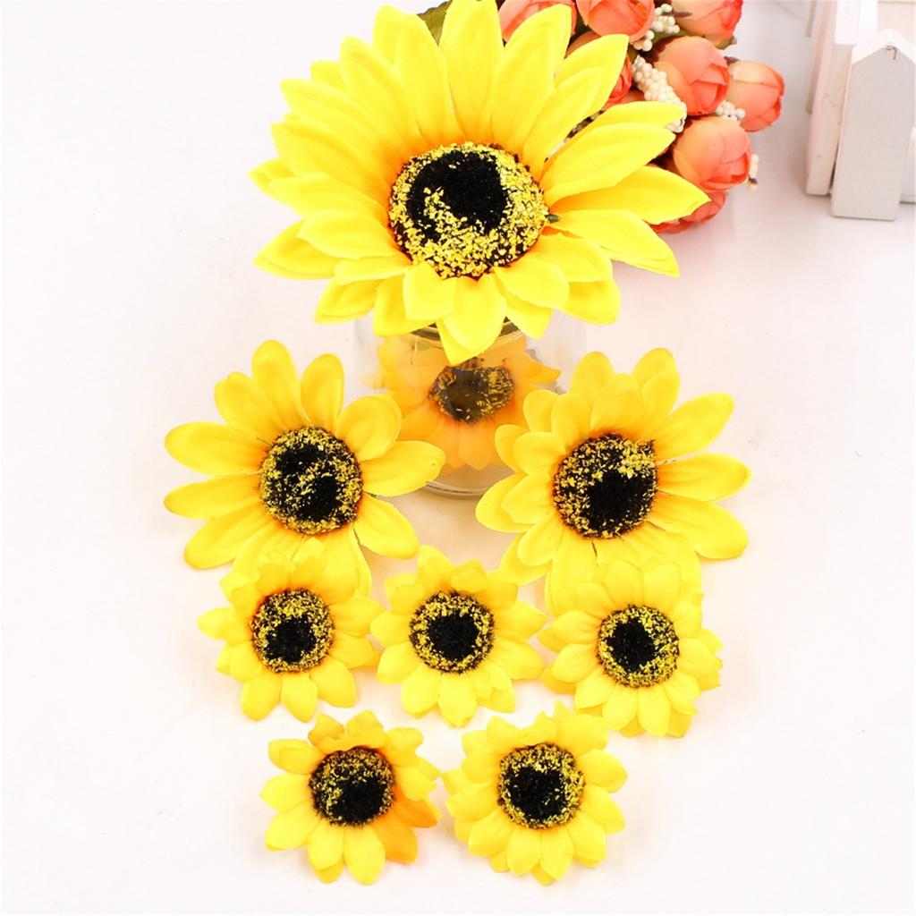 50 Pcs Decorative Flowers Craft Floral Embellishments Yellow Artificial Flower For Crafts Wedding Decoration Three Sizes