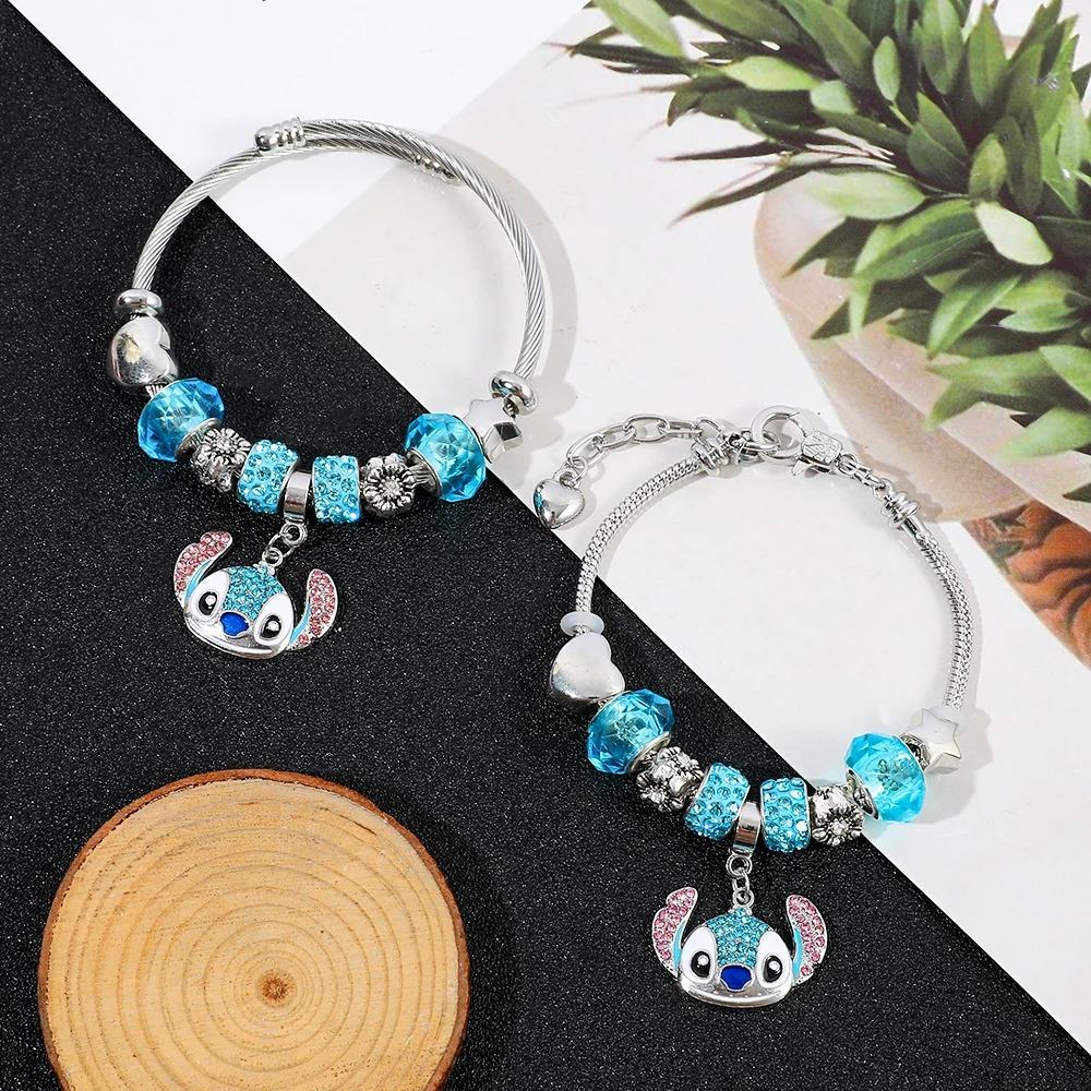 Disney Stitch Cartoon Rhinestone Bracelet Set Cute Fashion Accessories for Women And Girls Ideal Gift for Fans Birthday