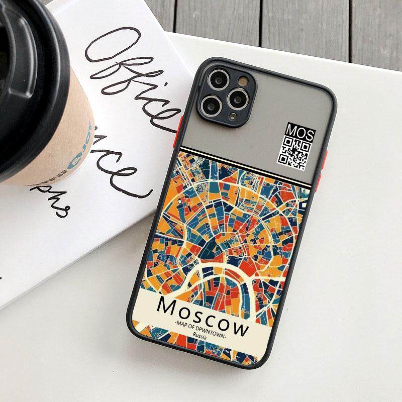 Ins Travel Country Sketch City Map Phone Case For iPhone 8 7 Plus SE2 15 14 11 12 13 Pro Max Mini X XR XS Shockproof Funda Shell