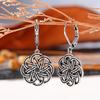 Vintage Viking Celtic Knot Drop Earrings Antique Silver Color Engraved Floral Pattern Dangle Earrings for Women Wedding