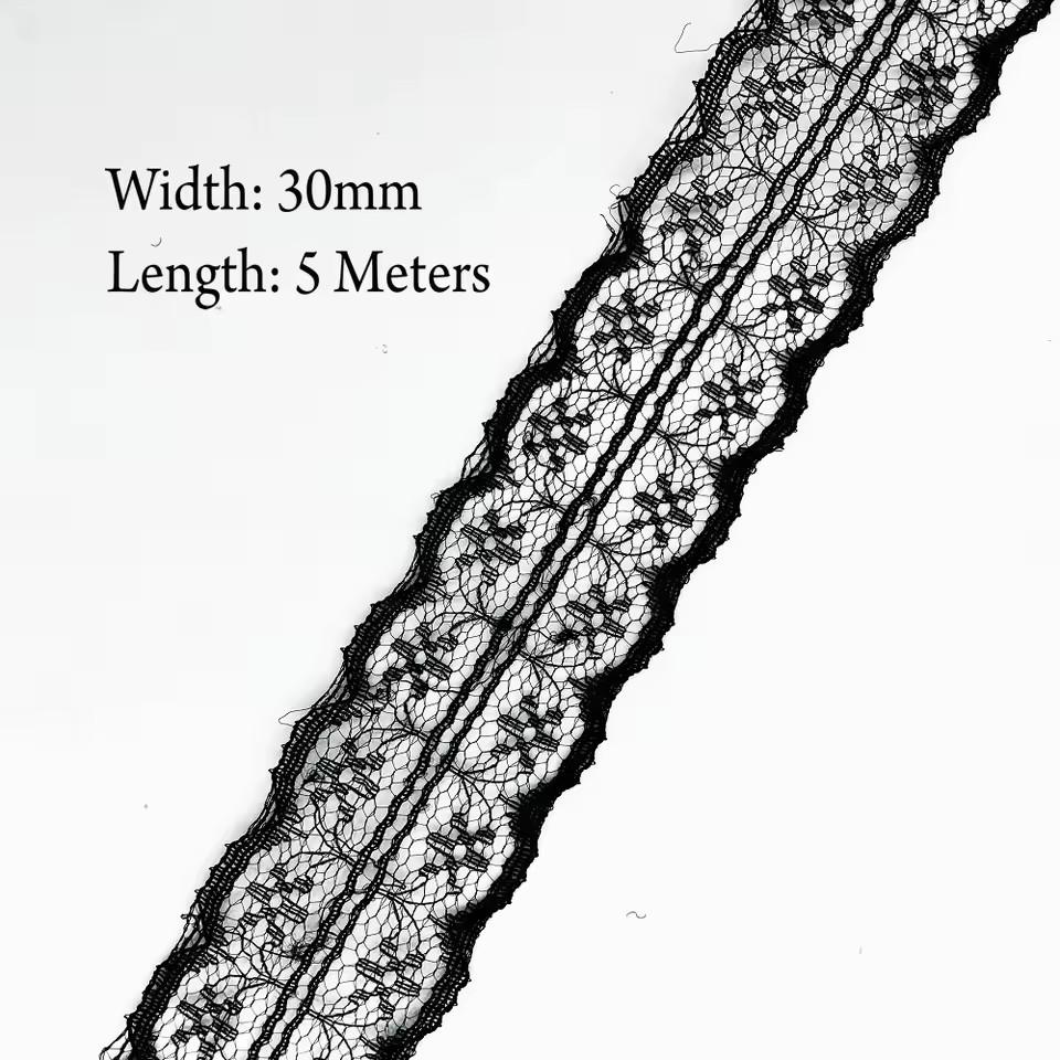 5 Meters White & Black Lace Ribbon Assorted Floral Trims for Gift Wrapping Christmas Wedding Decor DIY Crafts Sewing Accessories