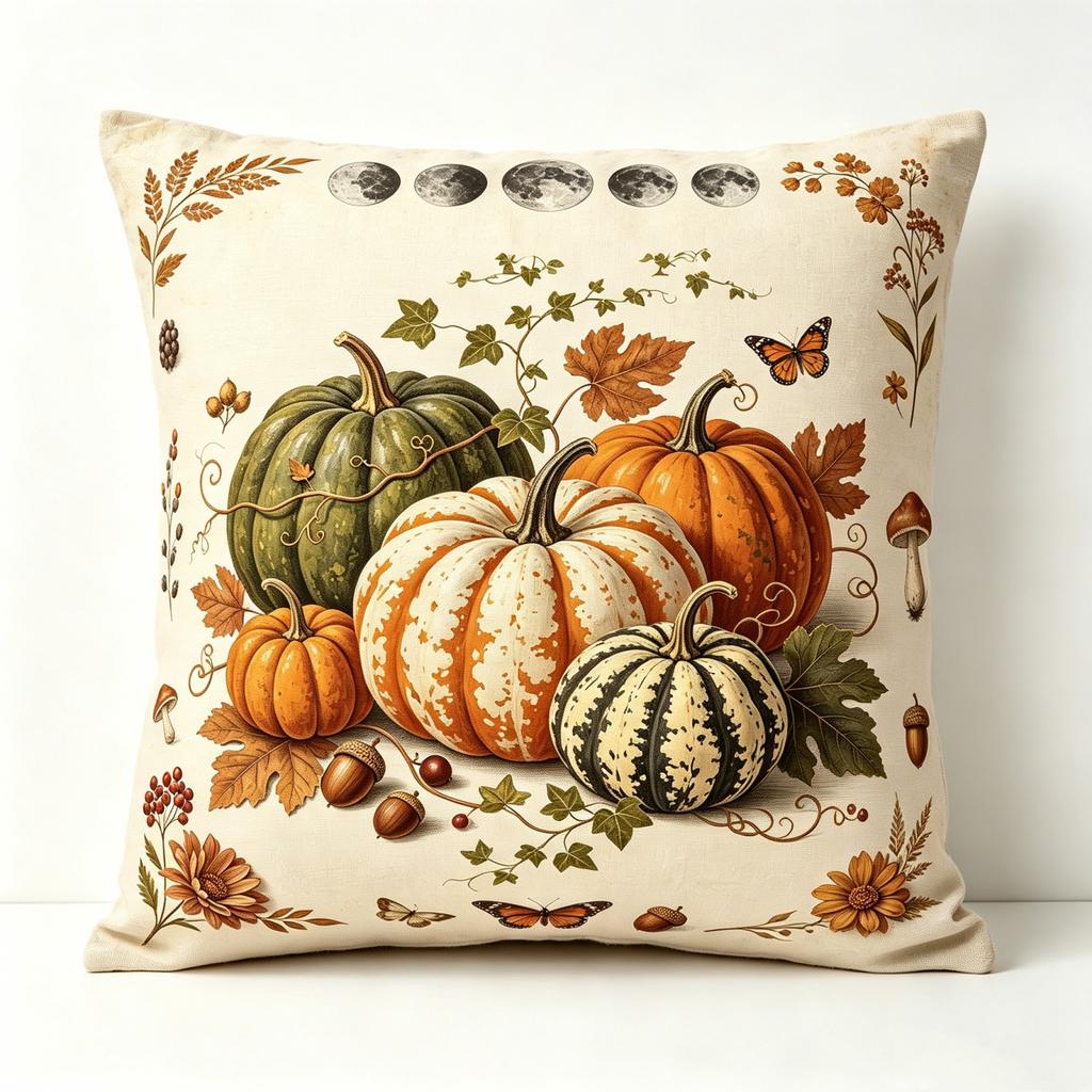 Vintage Halloween Pumpkin One-Side Print Short Plush Cover 4545 cm for Couch and Bedroom