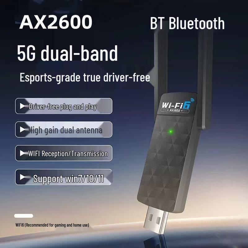 WiFi6 Gigabit Dual-Band 5G Desktop Wireless Network Card & Bluetooth Receiver