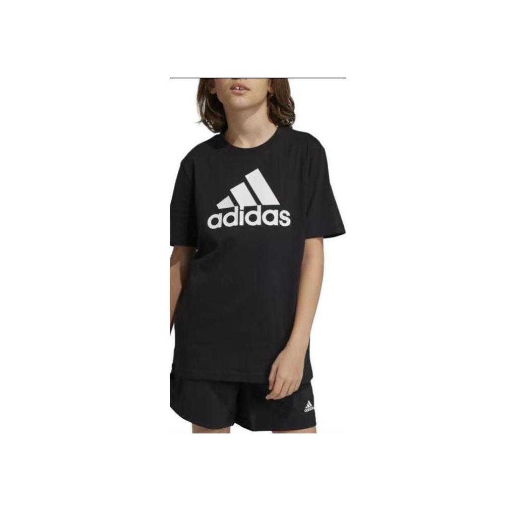 Adidas T-Shirt Round Neck Short Sleeve Letter Black Kids tops IC6855