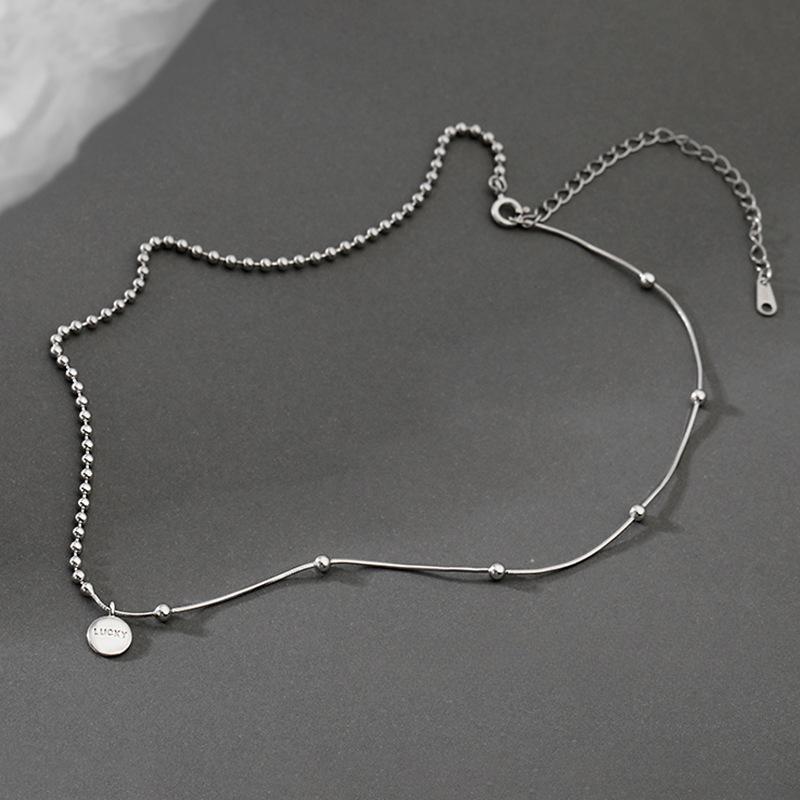 

Серебряный цвет Lucky Beanie ожерелье с буквами для женщин Ins асимметрия короткая цепочка на ключицы колье темперамент ювелирные изделия подарок серебряный