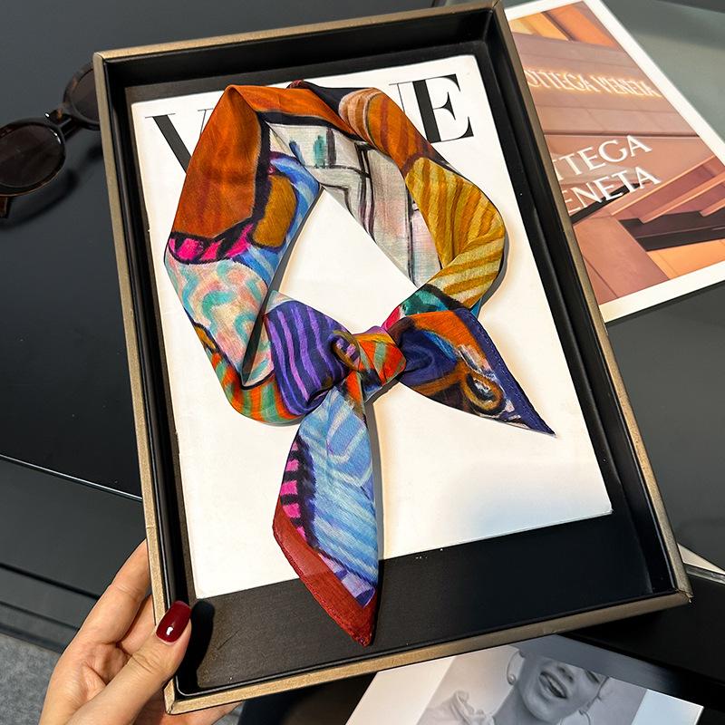 30% Silk 70% Cotton Scarf Women Square Neck Shawls Wraps for Ladies Foulard Scarves Pashmina Female Hijab Bandana Bufanda 70cm