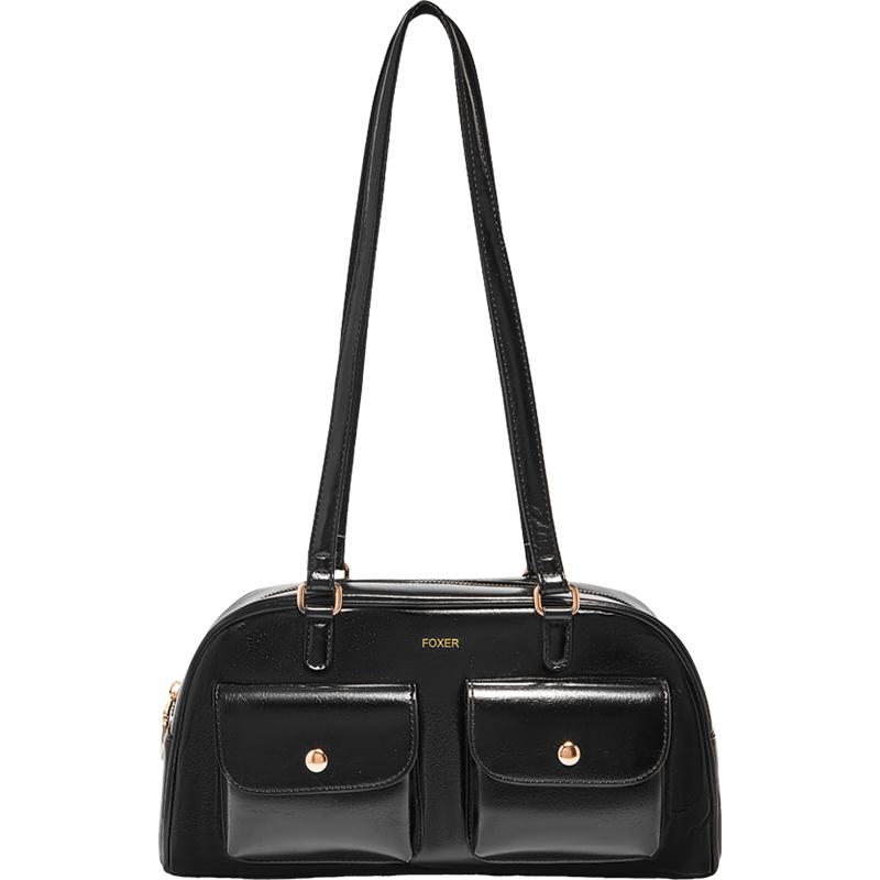 

FOXER PU Leather Women s Shoulder Bag 2026 Spring Summer Fashion Handbag Commuter Lady s Underarm Bag with Double Pocket