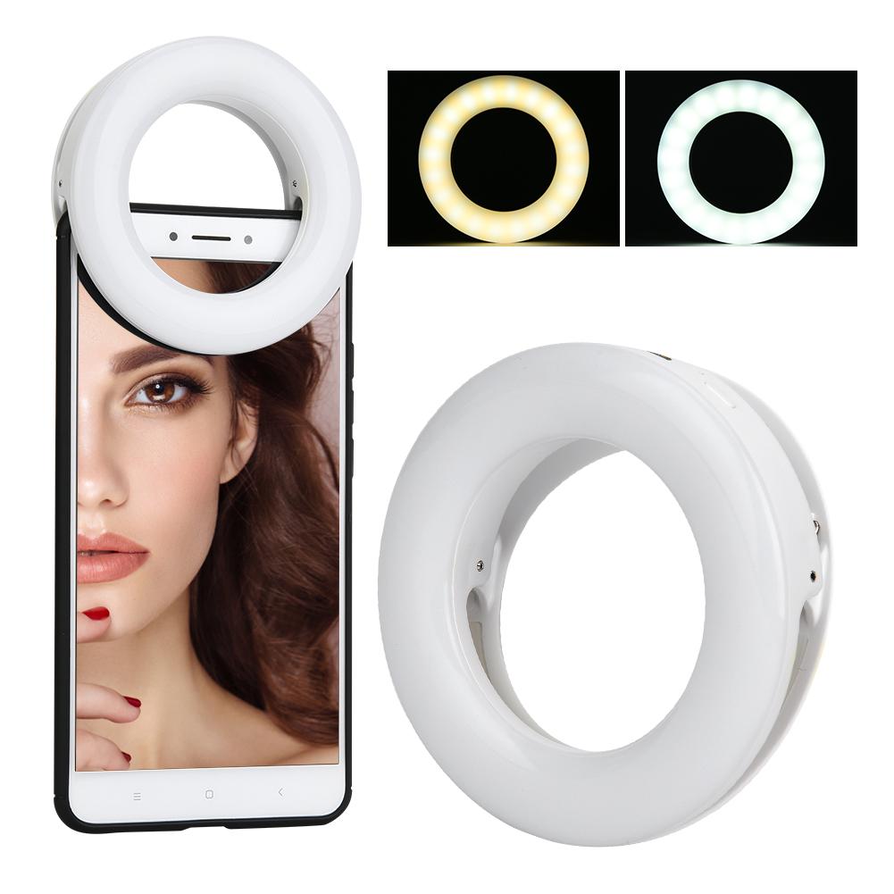 XJ-19 Tragbares Wiederaufladbares 40 LED Kamera Selfie Ring Fülllicht 3200K-6500K für Mobiltelefon