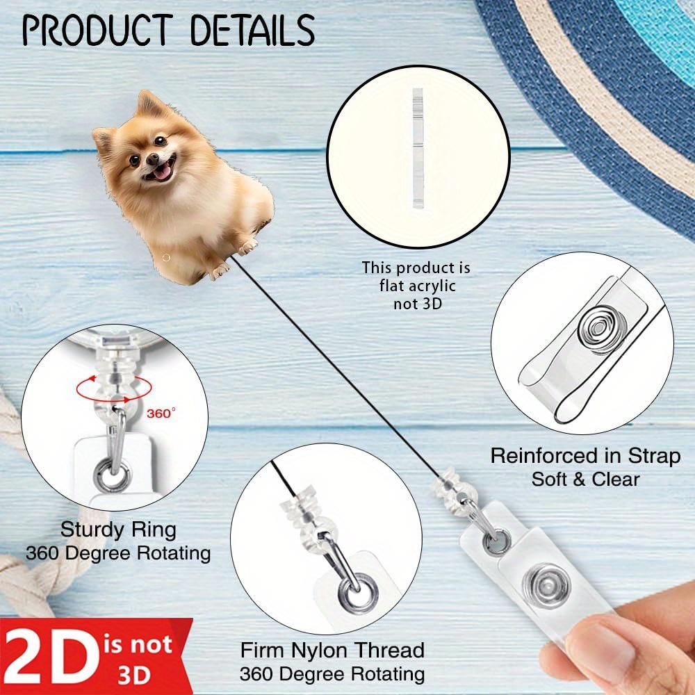 2D cute dog retractable badge reel for nurses, doctors, teachers, and medical staff.
