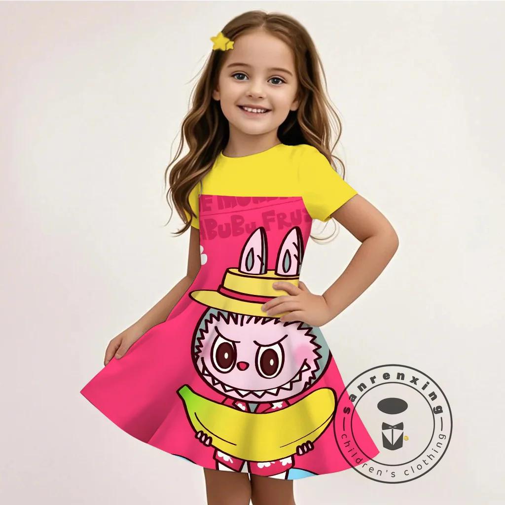 

L-LABUBU-A 3D-печать Новое мультяшное летнее платье для девочек, детская мода, дешевое, повседневное, бесплатный подарок, 100% косплей 100