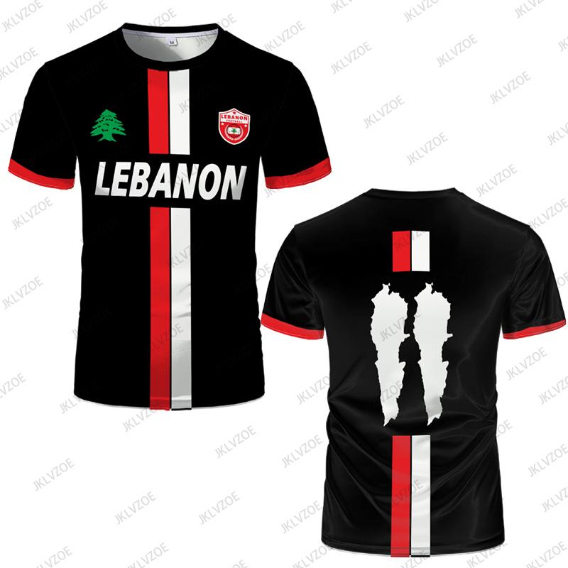 Libanon Fotbalové Dresy Trička Pro Ženy Muže Luxusní Digitálně Tištěné Sportovní Fotbalové Uniformy Oblečení s Libanonskou Vlajkou Ležérní Top