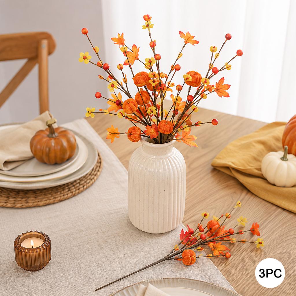 Artificial Pumpkin Maple Leaf Bouquet Thanksgiving Halloween Fall Table Centerpiece Party Decoration