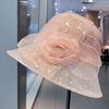 New women's fresh and versatile mesh sequin printed lace flower sun hat vacation travel sun protection