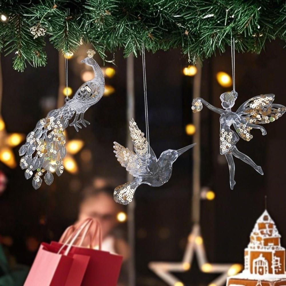 Transparent Acrylic Christmas Ornament Hanging Loop Snowflake Ornament  Window Decoration