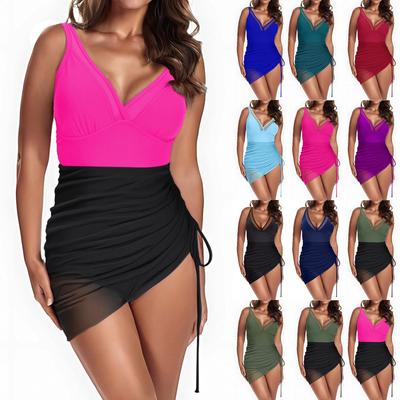Damen Einteiler Mode Bikini Einfarbig Sexy Mit BH-Pads Kein Stahl-BH Badeanzug