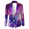 Womens Gradient Starry Sky Print Blazer Slim Fit Business Casual Jacket With Notched Lapel Single Button