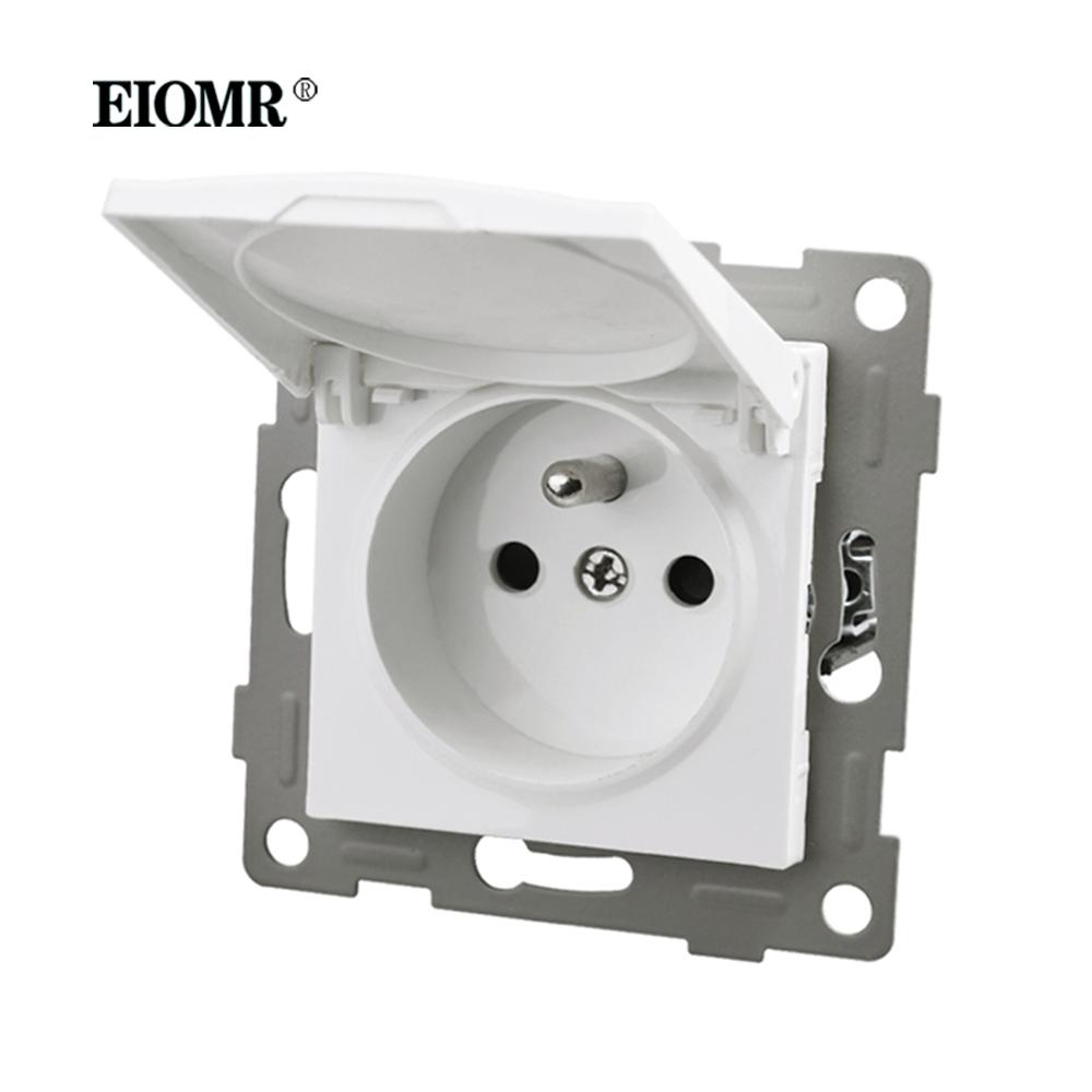 EIOMR EU Standard Wall Power Sockets White Crystal Glass Panel 16A Usb TV RJ45 Wall Switch Usb Outlets Module DIY for Round Box