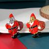 Personality Pretty Santa Claus Crystal Brooches 3D Gold Silver Colors Father Christmas Lapel Pins Xmas Gift