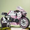 Non-Toxic 1860 Pieces Of Building Blocks Pink Motorcycles Super Cool Futuristic Style Technological Design Easy To Assemble And Operate