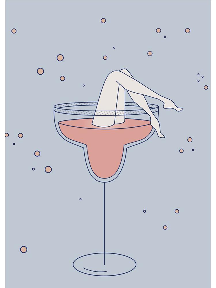 Funny Leg Lets Drink Pink Wine Cocktail Martini Posters Canvas Paintiing Nordic Wall Art Picture For Living Room Home Decor